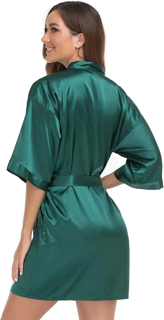 Women's Pure Short Silky Robes Bridesmaid Bride Party Satin Robes Sleepwear